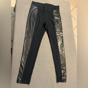 Old Navy Black Leggings with Pleather Panel Accents